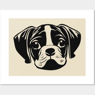 Boxer dog face Posters and Art